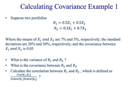 Solved Calculating Covariance Example 1 • Suppose two | Chegg.com