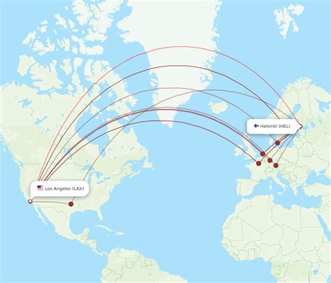 All flight routes from Helsinki to Los Angeles, HEL to LAX - Flight Routes