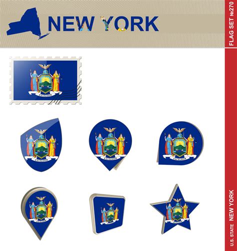 New York Flag Set, Flag Set 8804424 Vector Art at Vecteezy