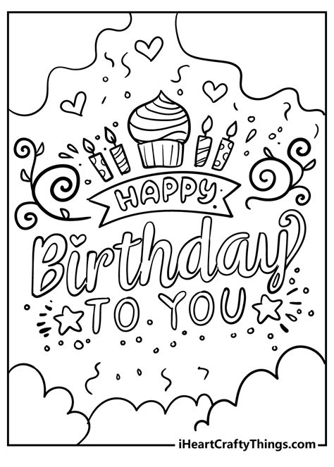 Printable Happy Birthday Coloring Page (Updated 2022) - Coloring Home