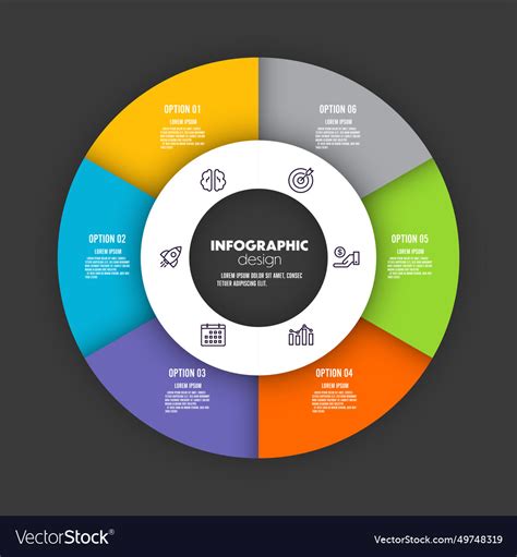 Infographic circle pie chart template 6 option Vector Image