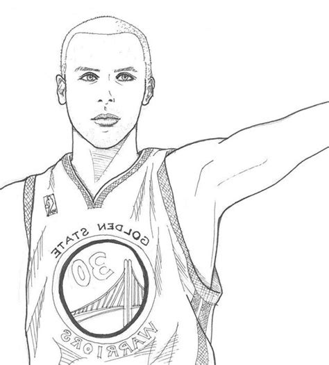 a black and white drawing of a basketball player with his arms ...