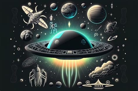 Premium AI Image | Background of an alien ufo with realistic drawing of ...