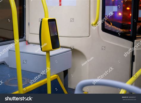 Interior Modern City Bus Yellow Handles Stock Photo 588980021 ...