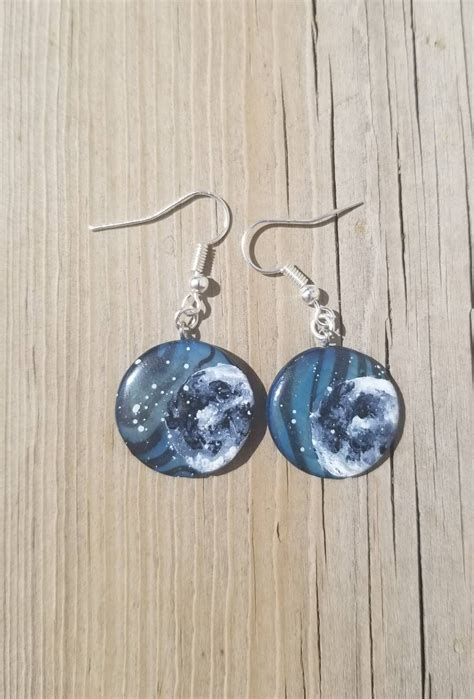 Space earrings Moon jewelry Celestial accessory Hand | Etsy