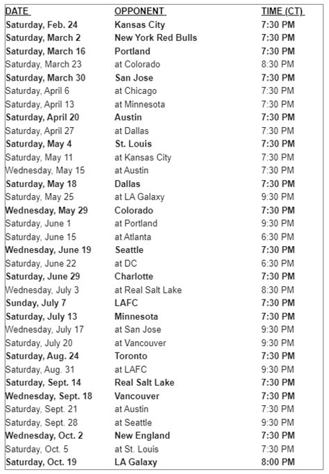 Houston Dynamo Schedule 2024 - Casie Cynthia