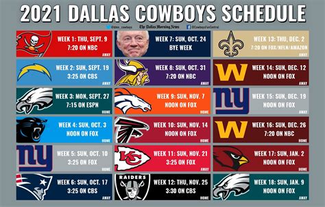 Dallas Cowboys Printable Schedule