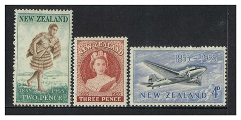 New Zealand (SG739/41) 1955 First NZ Postage Stamps Centenary Set of 3 ...