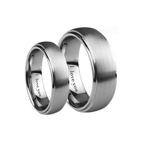 His and Hers Matching Tungsten Carbide Wedding Couple Ring Sets