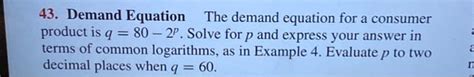 Solved 43. Demand Equation The demand equation for a | Chegg.com