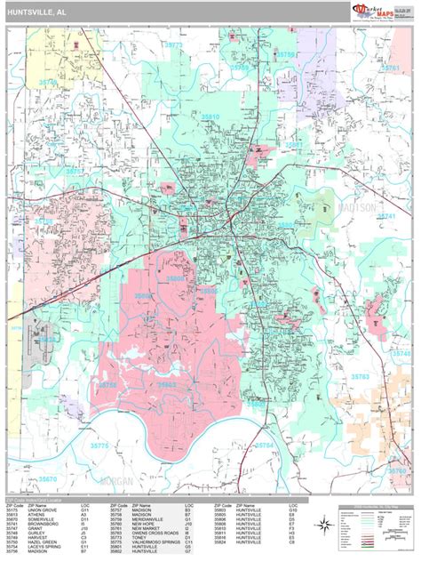 Premium Style Wall Map of Huntsville, AL by Market Maps – American Map ...