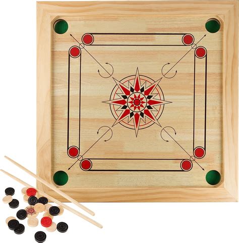 Amazon.co.jp: Hey! Play Carrom ボードゲーム クラシックストライク ポケットテーブルゲーム キュースティック ...