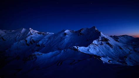 Dark Blue Sky Above Snow Covered Mountain Wallpaper, HD Nature 4K ...