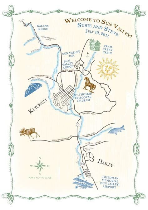 Custom Map of Sun Valley region for event. www.honey-paper.com | Sun ...