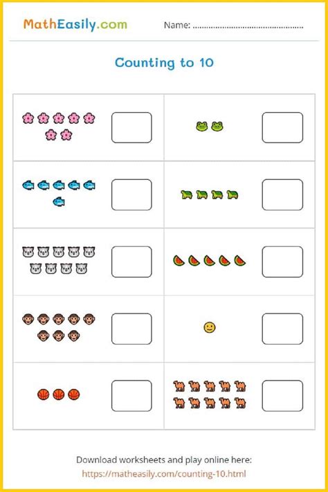 Online Counting Games For Kindergarten 1-20 + Workheets