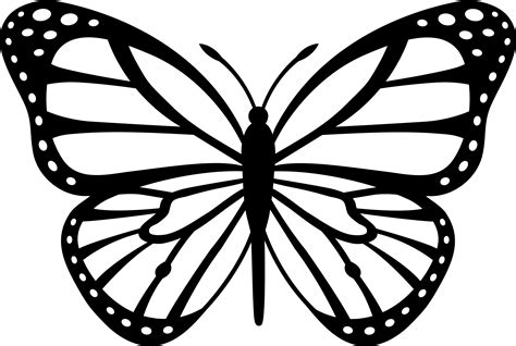 Black and White Monarch Butterfly - Free Clip Art