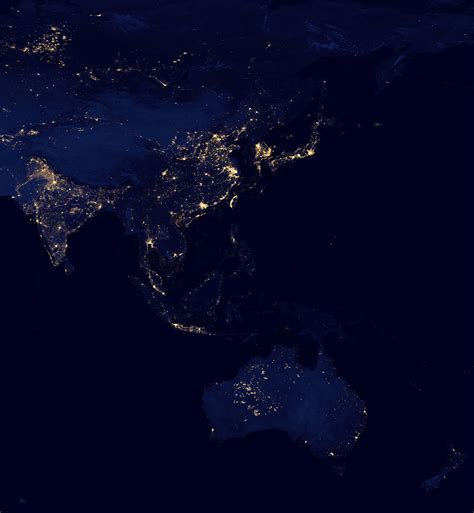 Night Satellite Photos of Earth, U.S., Europe, Asia, World