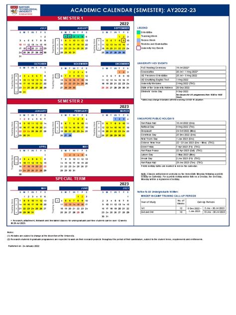 NTU Academic Calendar - AY2022 23 (Semester) | PDF | Academic Term ...