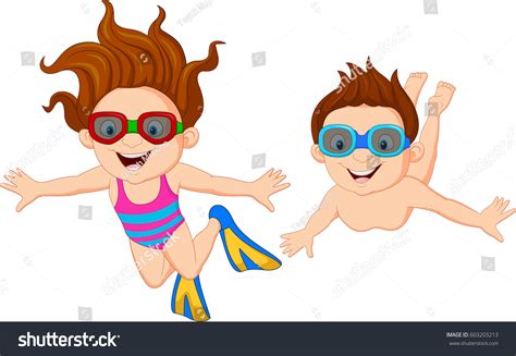 Cartoon Kids Swimming Underwater 스톡 일러스트 603203213 | Shutterstock