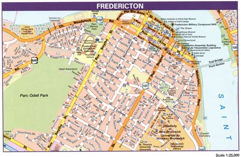 Fredericton Canada city map.Fredericton downtown map with tourist ...