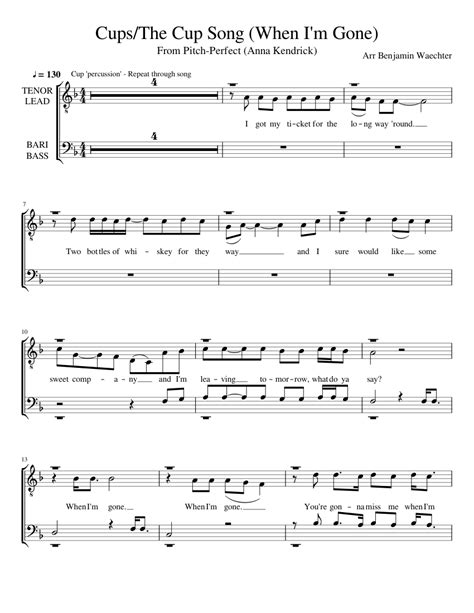 Cups/The Cup Song (When I'm Gone) Sheet music for Tenor, Bass voice ...