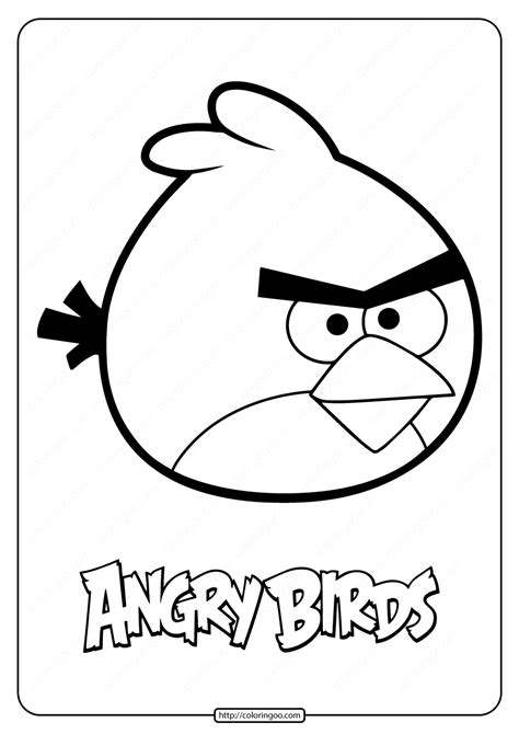 Printable Angry Birds Red Pdf Coloring Pages | Coloring pages, Bird ...