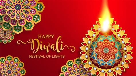 Happy Diwali Festival Of Lights In Red Background HD Diwali Wallpapers ...