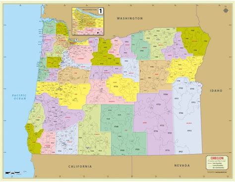 Oregon Zip Code Map With Counties | Zip code map, Nevada california, Oregon