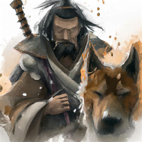 a watercolor painting of a samurai and a dog , digit... | OpenArt