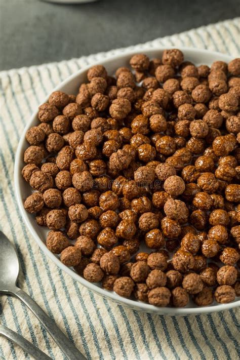 Healthy Sweet Chocolate Puff Cereal Stock Photo - Image of flakes ...