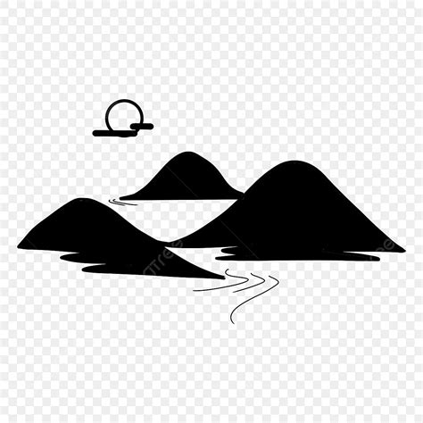 Mountain River Silhouette PNG Free, Mountain Silhouette River, Mountain ...