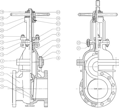 Gate Valve - rising stem- OS and Y - technical drawing