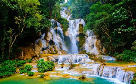 Kuang Si Falls Cascading Waterfall In Laos Known As Wat Kuang Si ...