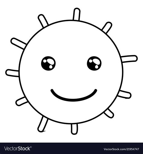 Outline happy bright sun rays Royalty Free Vector Image