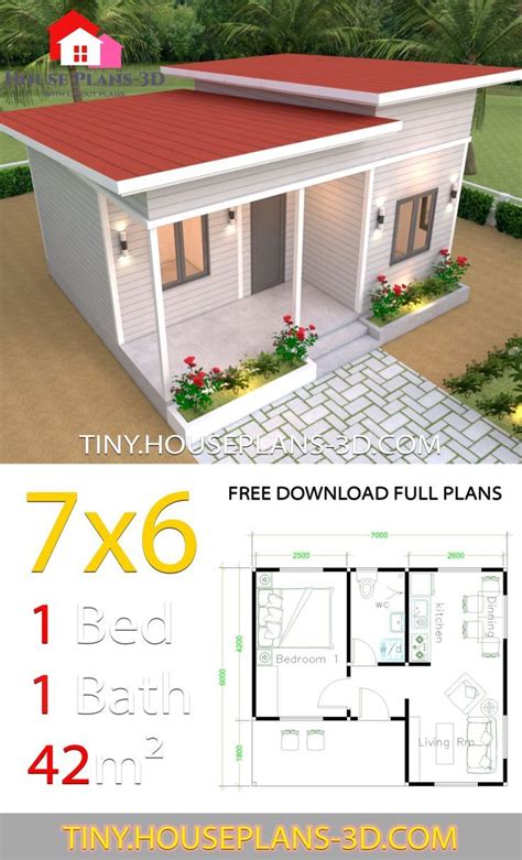 House Plans 7x6 With One Bedroom Shed Roof House Plans 7×6 | One ...