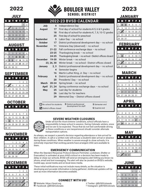 Boulder Valley School District Calendar 2022-2023