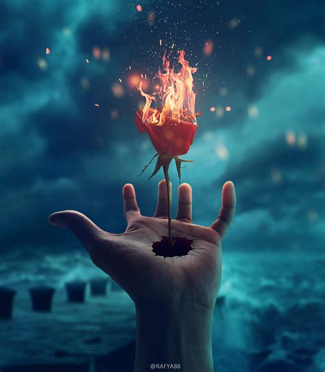 How to Make Simple Photo Manipulation Ideas Burning Rose - rafy A