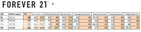 Forever 21 Plus Size Chart