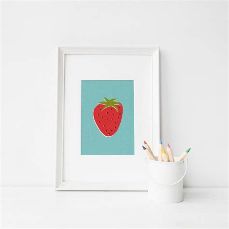 Wall Art Printable Strawberry Print Strawberry Colourful - Etsy