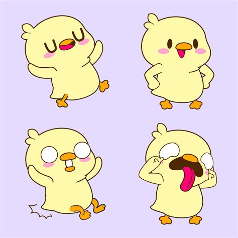 cute duck drawing, cute duckling sticker vector set 7632016 Vector Art ...