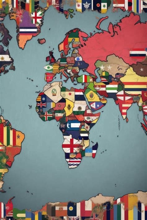 World Map with Flags Representing Each Country Stock Photo - Image of ...