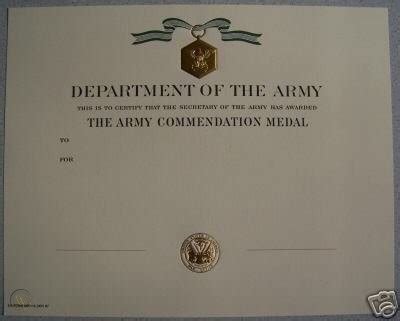 Army Commendation Medal ARCOM Award Certificate Orig. | #31288321