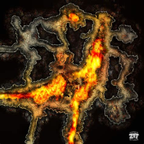 A4 Lava Cave Battle Map | Lava, Dungeon maps, Map