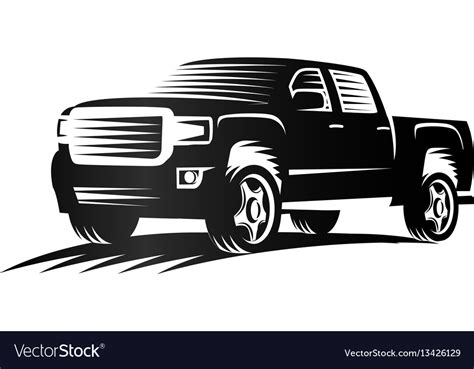 Isolated monochrome engraving style pickup trucks Vector Image