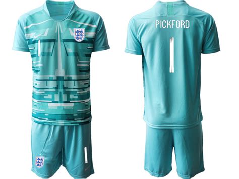 England National Soccer Team #1 PICKFORD Blue Goalkeeper Jersey