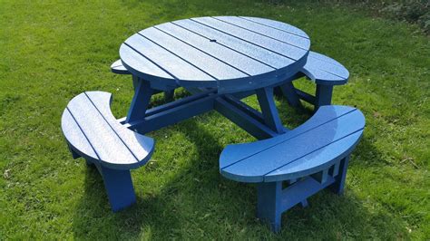 Recycled Blue Plastic Composite Excalibur Picnic Table | Picnic-Benches.uk