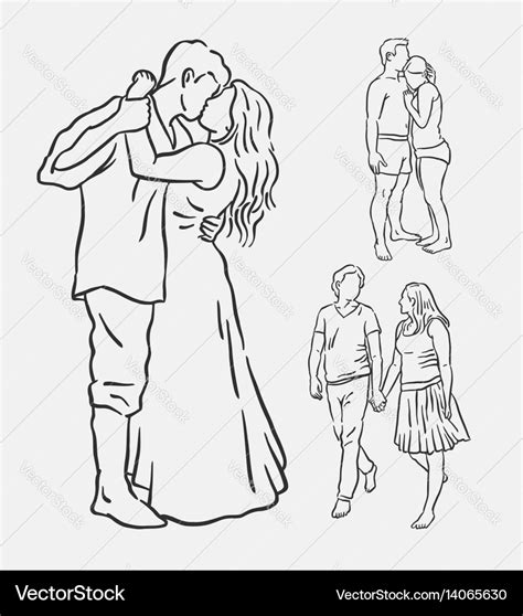 Love couple romantic activity sketches Royalty Free Vector