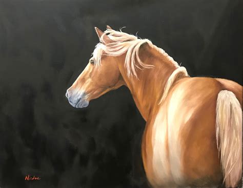 Original equine art horse oil painting Halflinger Palomino Lights 22x28