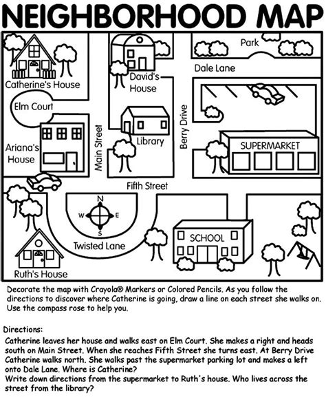 Neighborhood Map on crayola.com | Teaching map skills, Social studies ...