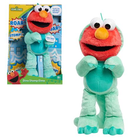 Sesame Street Dino Stomp Elmo 13-Inch Plush Stuffed Animal Sings and ...